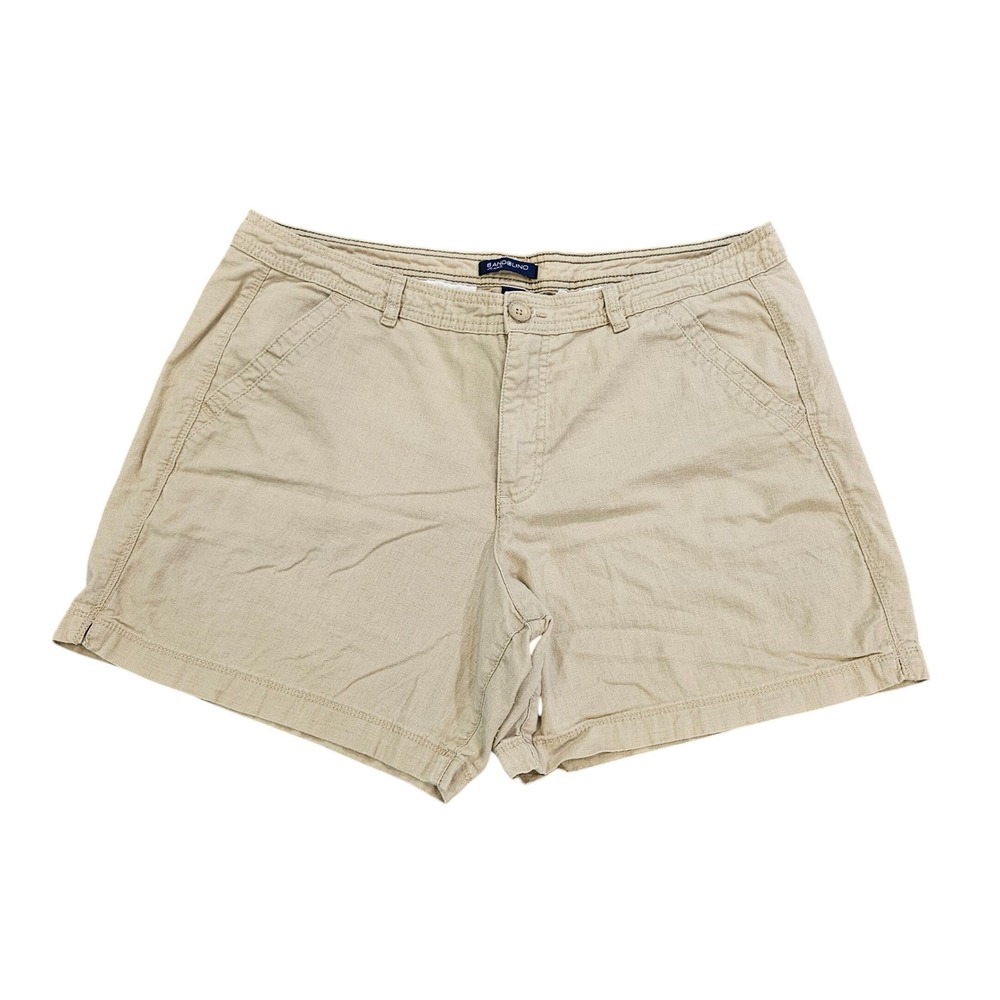 Bandolino Jeans Khaki Linen Blend Shorts Womens 16 Tan Casual Summer Mid Rise